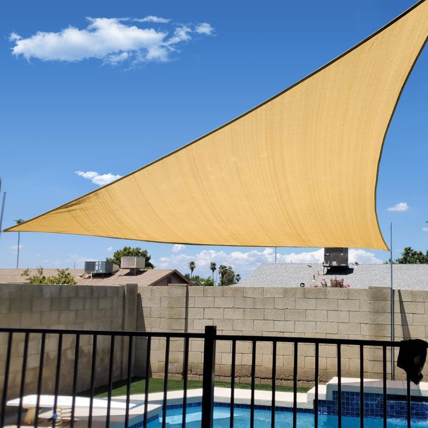 KANAGAWA 16'x16'x16' Shade Sail Dark Grey Triangle Canopy Durable Fabric UV Block Awning for Patio Outdoor Garden Backyard