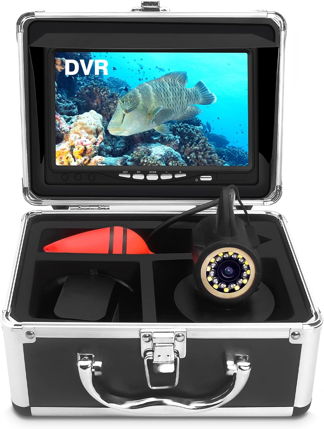 MOOCOR Underwater Fishing Camera, Upgraded 720P Camera w/ DVR, Portable Video Fish Finder with 1280x720 IPS 7 inch Screen