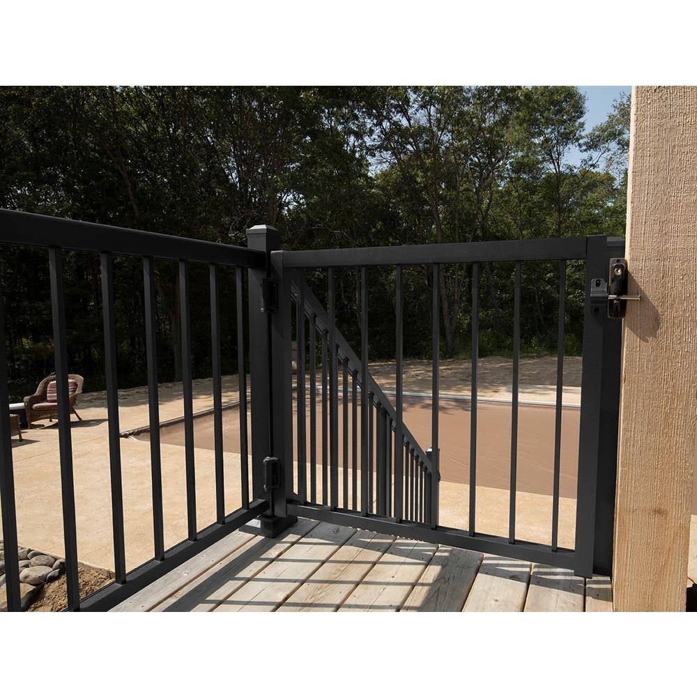 Aria Railing 40 in. x 36 in. Black Powder Coated Aluminum Preassembled Deck Gate Kit AG17514B
