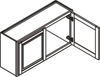 RTA Wholesalers 30x22 Wide Inset Bridge Light Gray Inset Shaker Wall Cabinet - Double Door 12x22 Tall