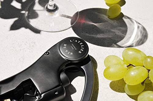 L'atelier Du Vin Oeno Motion Groom Corkscrew & Cork Dome Glass Cloche Display - Tabletop Centerpiece Walnut Wood Base Wine Tasting
