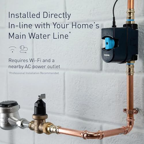 Moen Flo Smart Water Monitor and Automatic Shutoff Sensor, Wi-Fi Connected Water Leak Detector for 1-Inch Diameter Pipe, 900-006 - Radiant Selections
