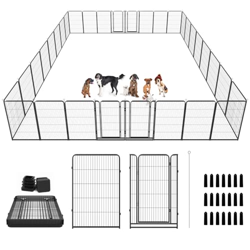 Dog Playpen Outdoor Extra Wide 12 Panels Heavy Duty Anti-Rust Coating-Strengthened Dog Fence 40" Height with Doors Portable for RV Camping Yard