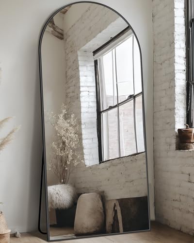 Full Length Mirror, 76"x34" Arched Floor Mirror Freestanding, Floor Standing Full Body Mirror with Stand for Bedroom