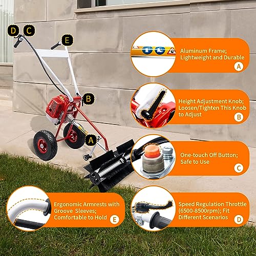 TBVECHI Walk-Behind Sweeper Outdoor Hand-Push Sweeping Sweeper Pavement Street Sweeping Cleaning Tool