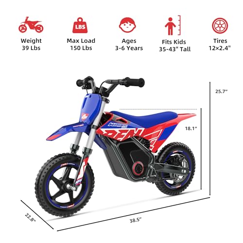 E500 36V Kids Electric Dirt Bike, Electric Motorcycle with 700W Motor | 21.7 mph Max Speed, 15.5-Mile Range & 3 Speeds Off-Road Bike for Ages 4-8