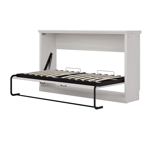 SOFTSEA Twin Size Murphy Bed with 2 Side Cabinet Storage Shelf, Horizontal Murphy Bed with Bookcase