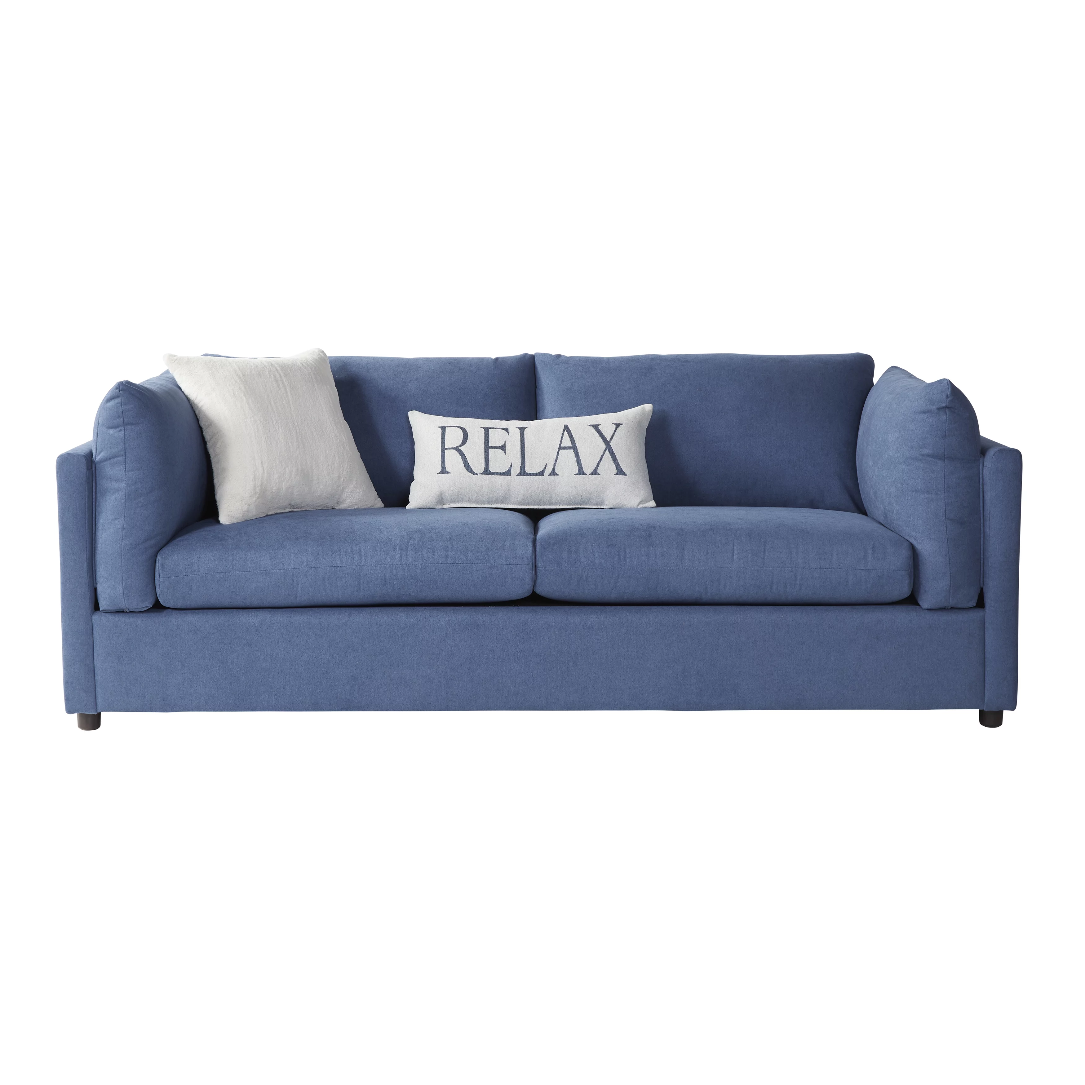 Roundhill Furniture Enda Pillow Back Fabric Sofa, Image Navy - Radiant Selections