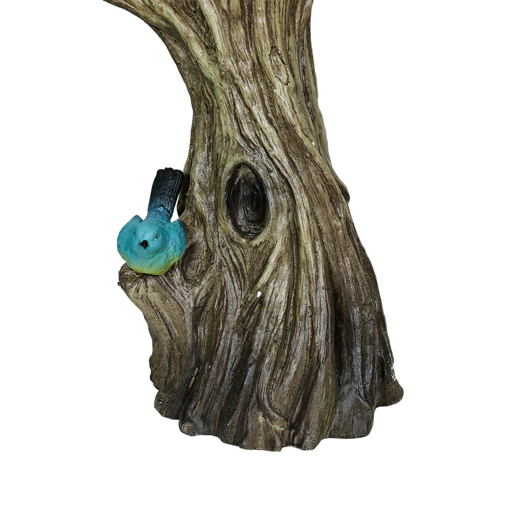 3-Tier Outdoor Water Fountain Bird Bath Patio Fountain Outdoor Stump Like Waterfall Fountain with Birds Decor Freestanding Patio Water Fountain Pump