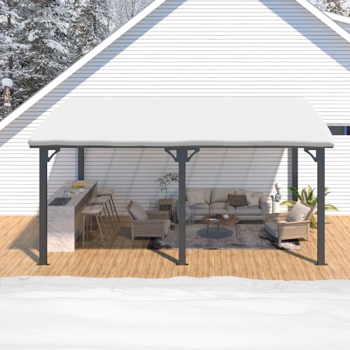 AECOJOY 10&rsquo; x 10&rsquo; Gazebo, Wall Mounted Gazebos Pergola on Clearance, Outdoor Patio Lean to Gazebo Awnings for Deck, Porch