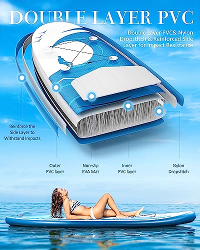 Paddle Board Stand Up Paddle Board SUP 6 inches Thick Board with ISUP Accessories & Carry Bag & Fast Pumping for Adults & Youth for Paddling Surfing