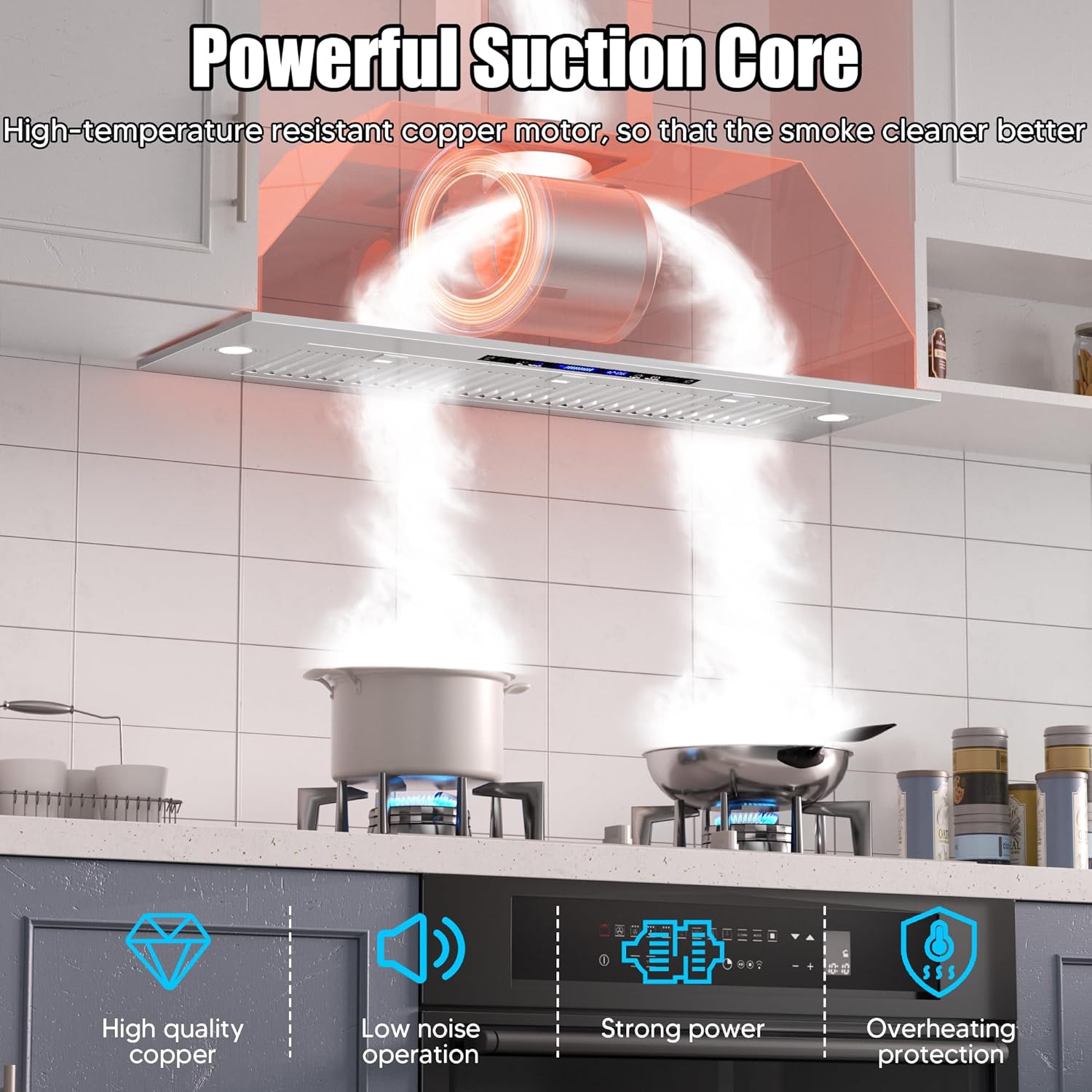 30 Inch Insert Range Hood,Stainless Steel Kitchen Stove Vent Hood,Ducted/Ductless Convertible Duct