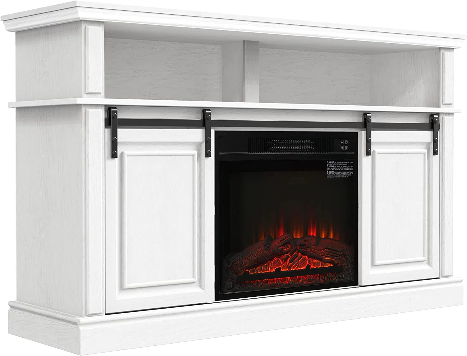 LGHM Fireplace TV Stand, Modern Farmhouse Wood Entertainment Center for 65" TV