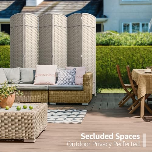 Sorbus 8-Panel Black Room Divider with Double Hinged Panels, 6 ft Tall Folding Privacy Screen