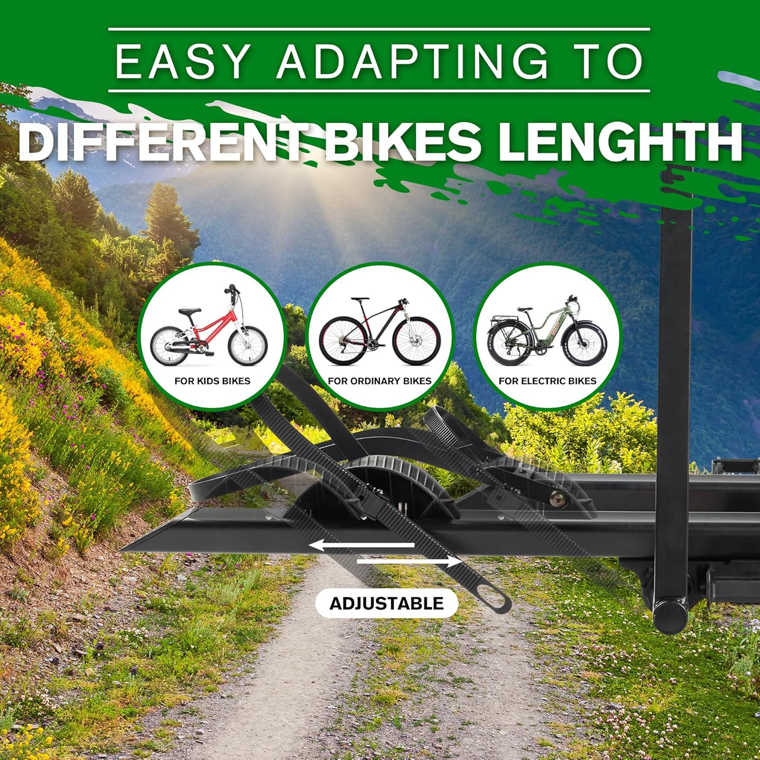Young E-Bike Rack Hitch Mount Platform Style for Cars Trucks SUVs Minivans RV, fits E-Bike with Up to 5-inch Fat Tire, 200 lbs Capacity