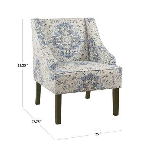 HomePop Velvet Swoop Arm Accent Chair, Suri Blue