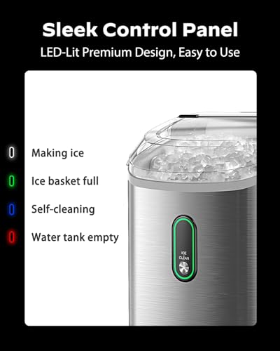 Nugget Ice Maker Countertop, Silonn Chewable Pellet Ice Machine with Self-Cleanin Function, 33lbs/24H Portable Ice Makers for Home Kitchen Officce