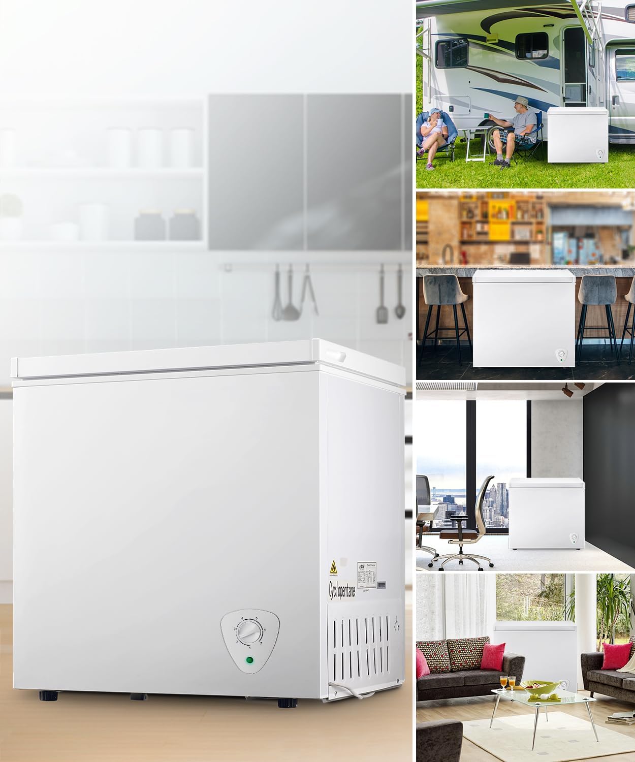 Chest Freezer 9.0 cu.ft Compact Freezer Top Door, White Deep Freezer Low Noise Manual defrost 7-grade Temperature Control with Removable Basket