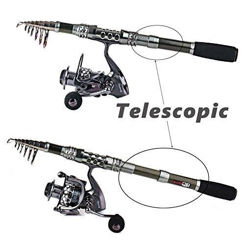 Sougayilang Spinning Fishing Rod and Reel Combos Portable Telescopic Fishing Pole Spinning Reels for Travel Saltwater Freshwater