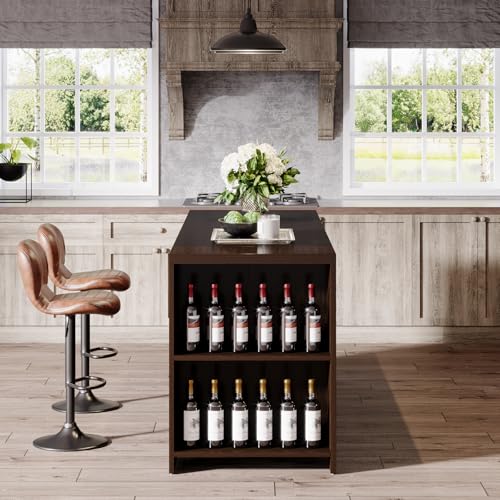 Tribesigns 55" Kitchen Island with Storage, Farmhouse 5-Tier Stationary Island Table with 5 Shelves
