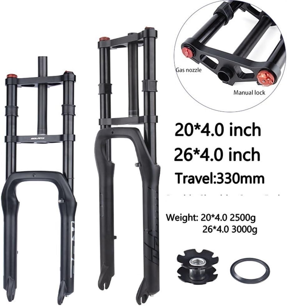 Suspension Forks 1 Pcs Double Shoulder Snow Front Fork 20 * 4.0inch / 26 * 4.0 Inch MTB Fork 130mm Travel Air Supension Bike Fork E-Bike Fork MTB