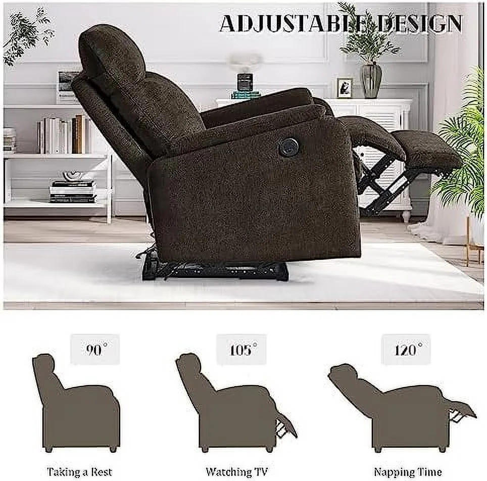 RUNFAYBIU Power Recliner Chair for Living Room  Adjustable Home Modern Fabric Recliner Chair with USB Charge Port  Recliner Single Chair for Small