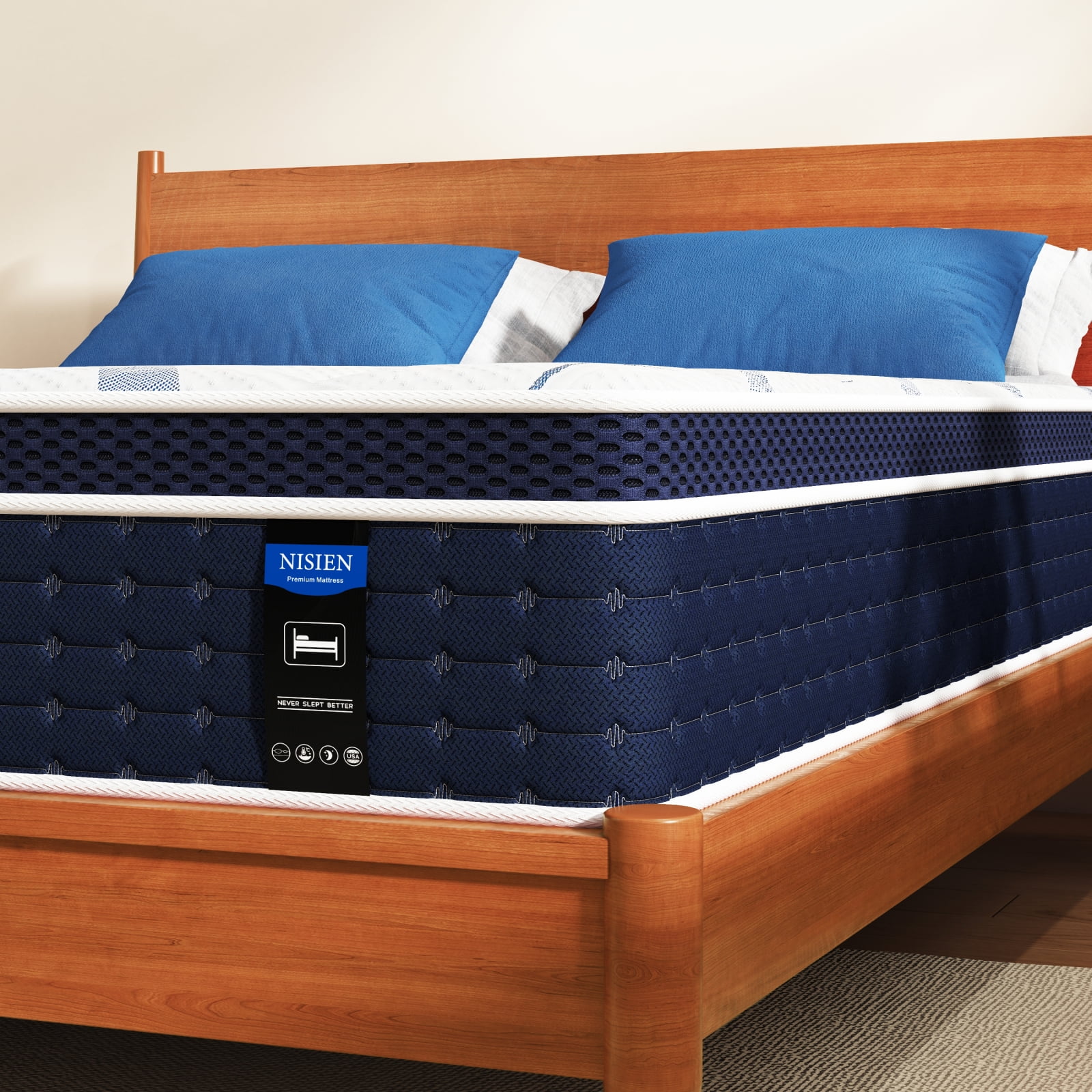 King Mattress,Nisien 12 Inch Hybrid Mattress in a Box, Gel Foam Mattress, Individually Wrapped Pocket Coils Innerspring Mattress