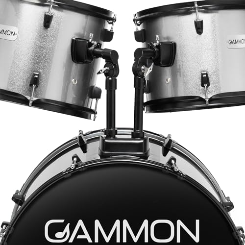 Full Size Complete Adult 5-Piece Drum Set with Cymbals, Stands, Stool, and Sticks - Blue