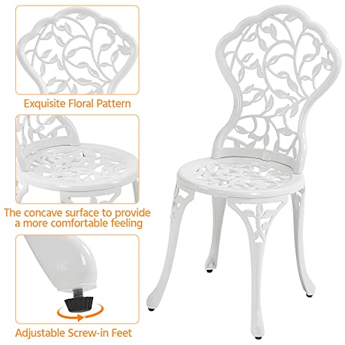 Yaheetech 3-Piece Outdoor Bistro Set w/Leaf Design, Rust-Resistant Cast Aluminum Table and Chairs for Balcony Backyard Garden