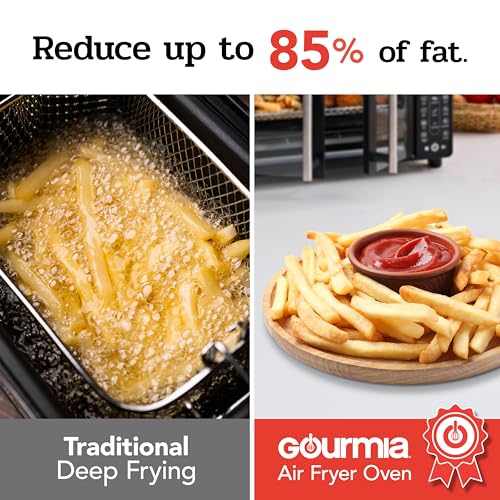 Gourmia Toaster Oven Air Fryer Combo 17 cooking presets 1700W french door digital air fryer oven 24L capacity accessories, convection rack