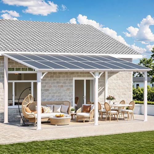 AECOJOY 10&rsquo; x 10&rsquo; Gazebo, Wall Mounted Gazebos Pergola on Clearance, Outdoor Patio Lean to Gazebo Awnings for Deck, Porch