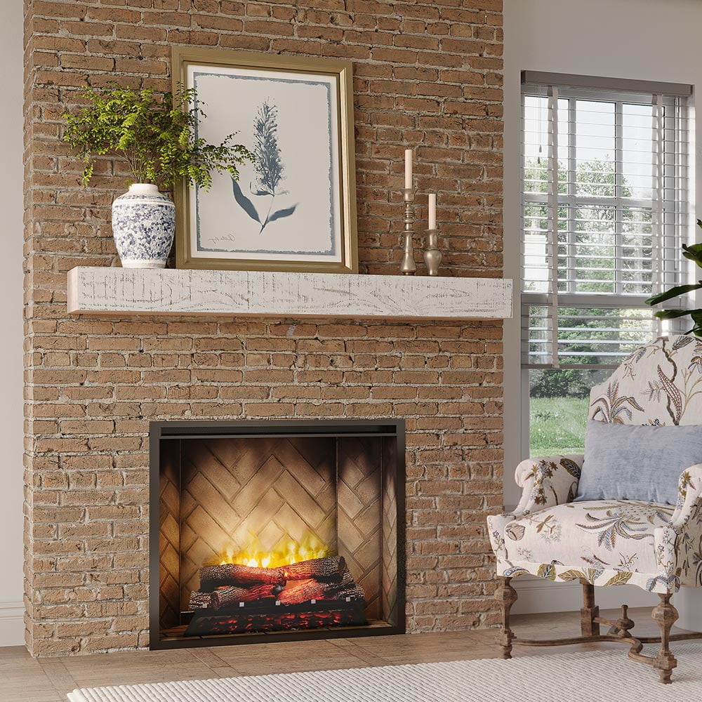 Country Living Hatteras 48" Floating Wood Fireplace Mantel Shelf - Whitewash