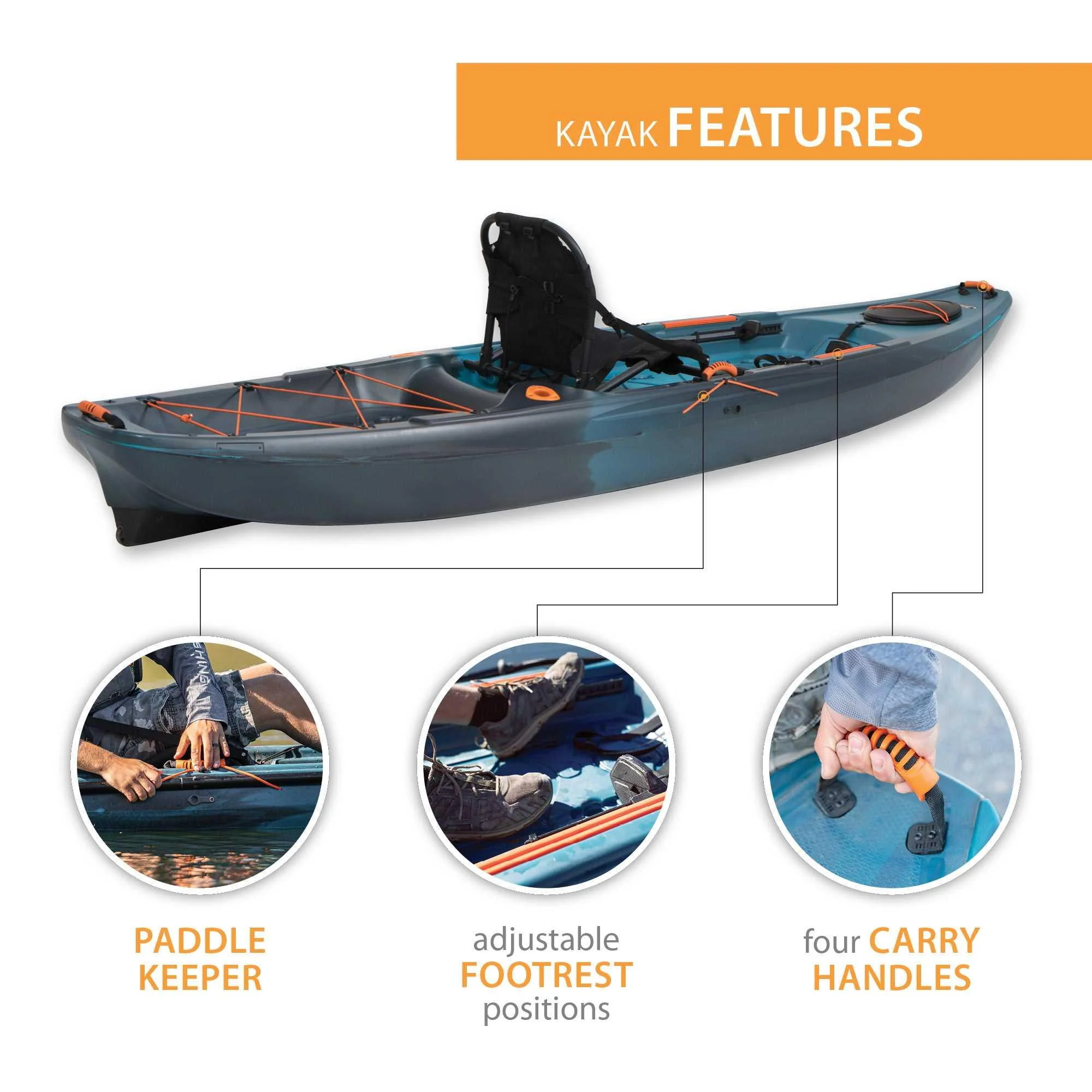 Lifetime Yukon Angler 116 inch Sit-on-Top Fishing Kayak, Lightning Fusion (90846)