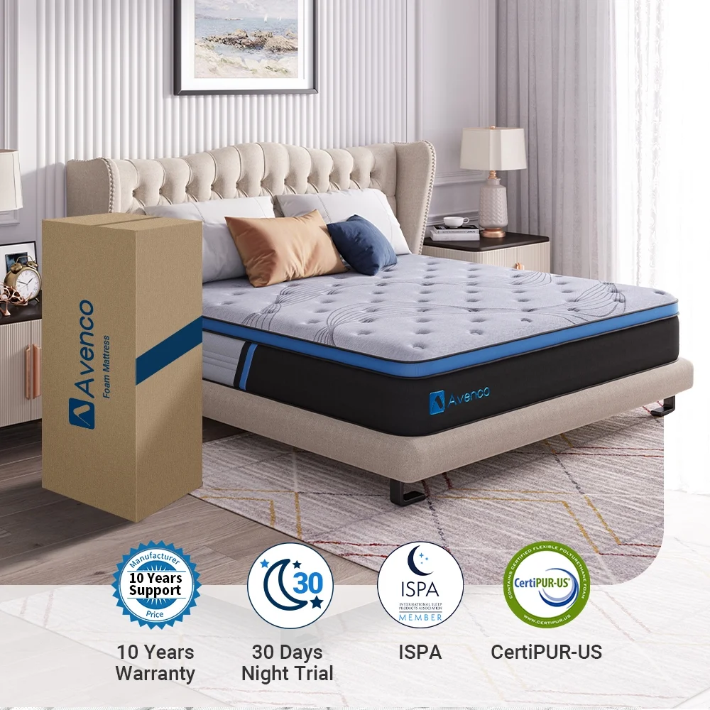 Avenco Original 10 inch Adult Innerspring and Gel Memory Foam Hybrid Mattress, Queen Size