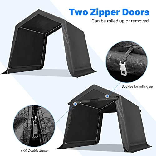 ADVANCE OUTDOOR 10x10 ft Heavy Duty Outdoor Patio Portable Canopy Storage Shelter Shed Carport with 2 Roll up Zipper Doors & Vents for Snowmobile