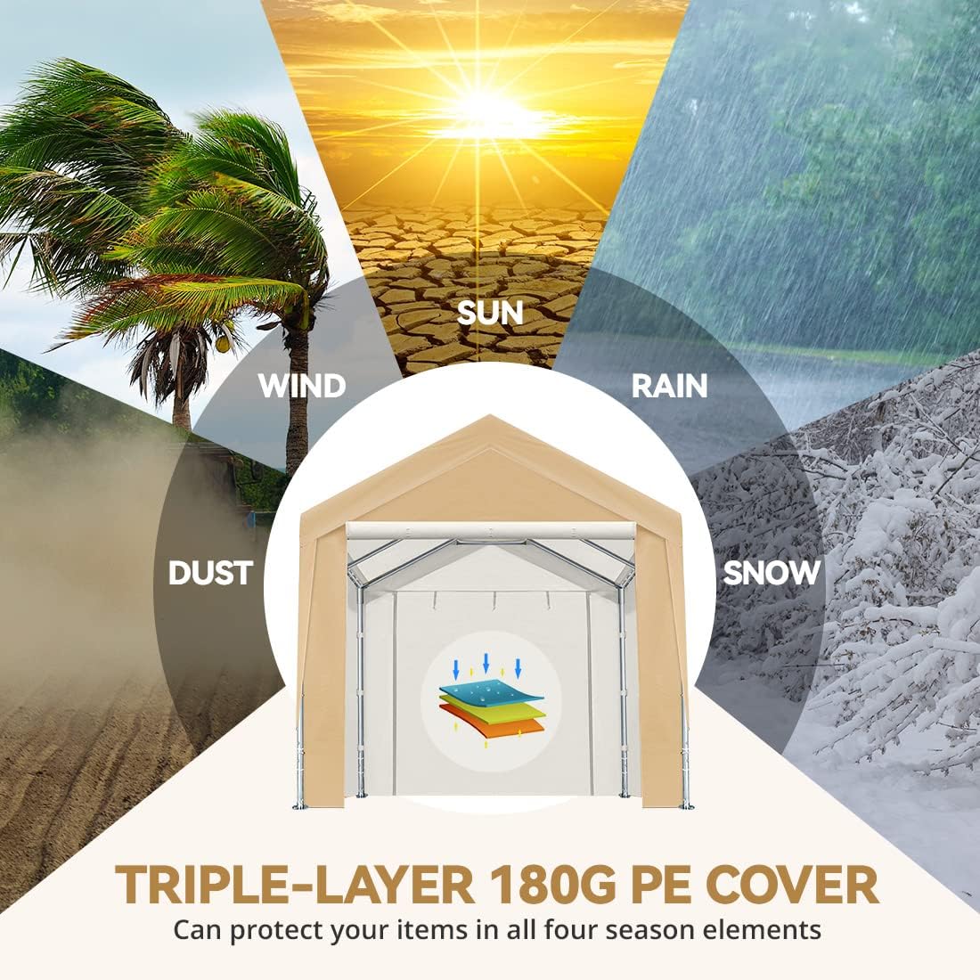 ADVANCE OUTDOOR Adjustable 10x20 ft Heavy Duty Carport Car Canopy Garage Shelter Boat Party Tent, Adjustable Heights from 9.5ft to 11.0ft