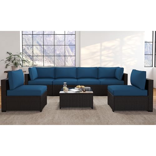 KIGOTY Patio Furniture Set 7 Pieces Conversation Sets, Outdoor Sectional Sofa
