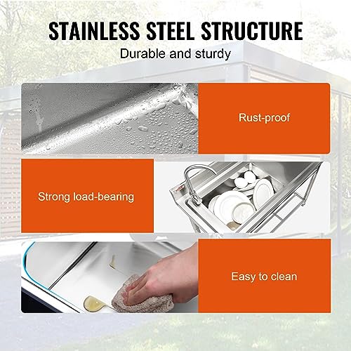 VEVOR Stainless Steel Utility Sink, 1 Compartment Free Standing Small Sink w/Workbench Faucet & legs