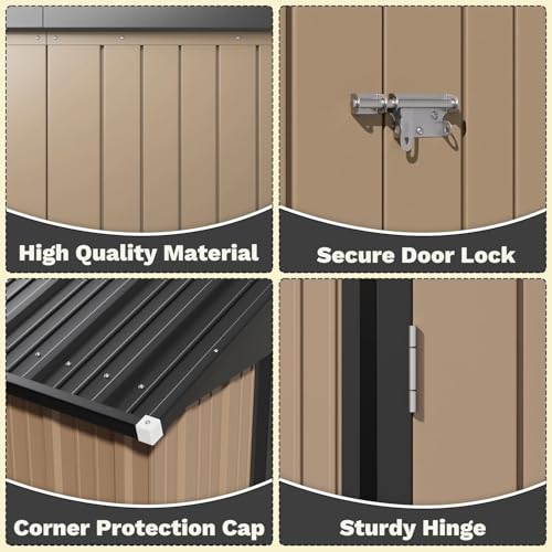 Greesum 5×3 FT Outdoor Storage Shed, Metal Storaged Sheds Without Floor, Tool Sheds with Lockable Doors and Sloping Roof for Garden, Patio, Backyard