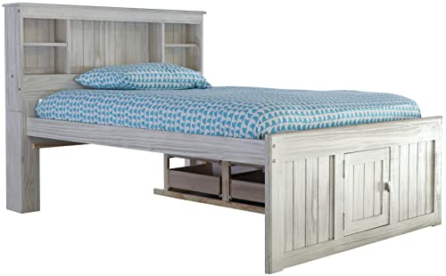 Discovery World Furniture White Full Bookcase Bed with 6 Drawers