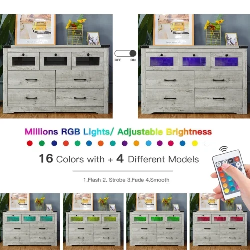 Living Room Sideboard Storage Cabinet with LED Light