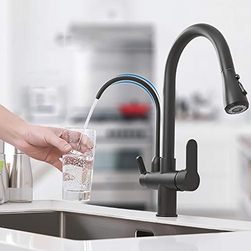 Kitchen Sink Faucet with Hot and Cold Water Brass Pull Down 2 Mode Sprayer Kitchen Faucet Deck Mounted Single Hole Kitchen Sink Mixer Tap with