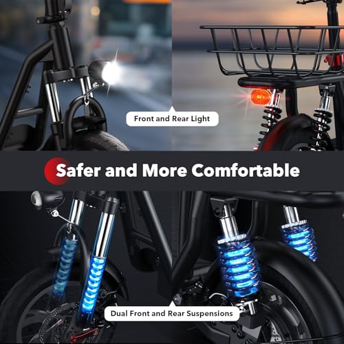 iScooter Electric Scooter with Seat, 37/21 Miles Long Range & 28/19/15.6 MPH Top Speed, 14"/12"/10" Pneumatic Tire