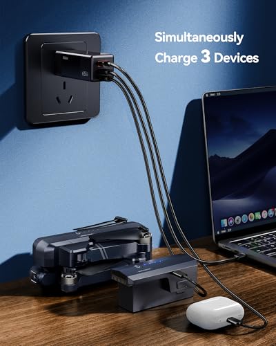 Ruko F11GIM2 Drone 3 Batteries and PD65W USB C Charger