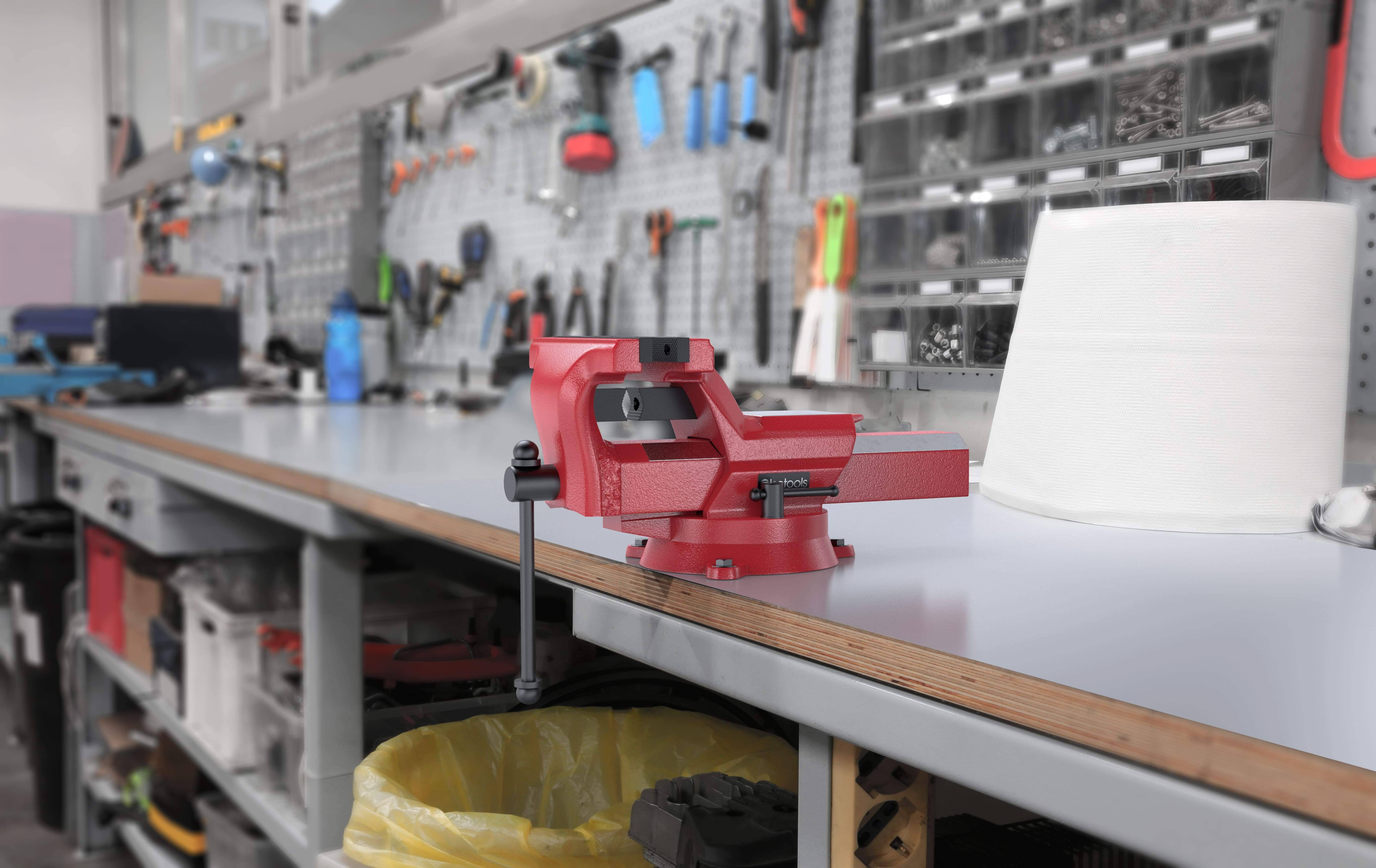 Olsa Tools 4 inch Bench Vise | 360° Swivel Base | 5,500 lb Clamping Force | for