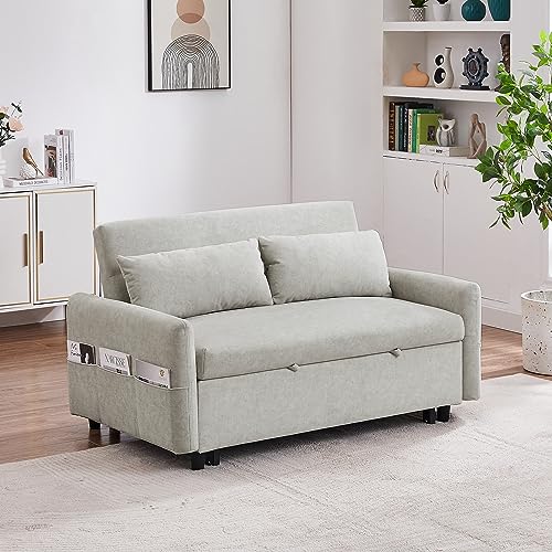 GIA 3 in 1 Convertible Sleeper Sofa, Loveseats Futon Couch Pullout Bed for Living Room,Love Seat Chaise Lounge with Adjsutable Backrest