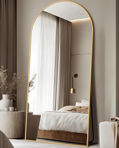Full Length Mirror, 76"x34" Arched Floor Mirror Freestanding, Floor Standing Full Body Mirror with Stand for Bedroom