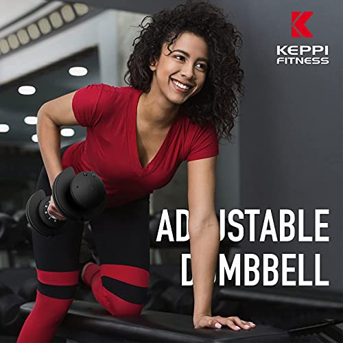 Keppi Adjustable Dumbbells Set-25lb/40lb/55lb/60lb, Anti-Slip Metal Fast Adjust Weight Handle, Exercise & Fitness for Full Body Workout