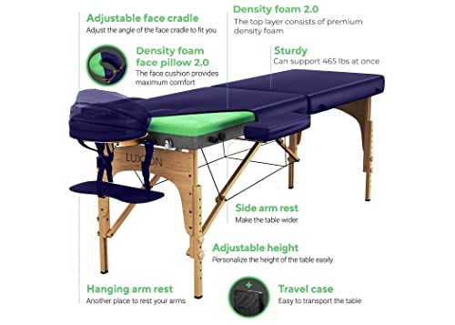 Luxton Home Premium Foam Massage Table Portable Foldable Massage Bed Height Adjustable