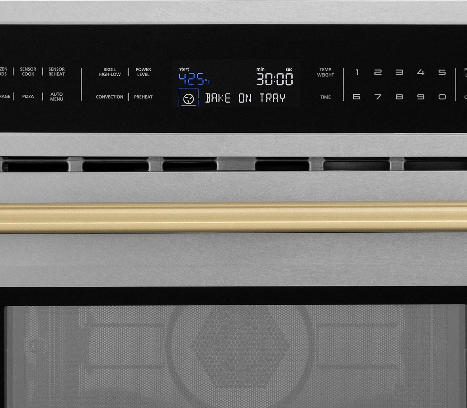 ZLINE Autograph Edition 30” 1.6 cu ft. Built-in Convection Microwave Oven in Fingerprint Resistant Stainless Steel and Champagne Bronze Accents
